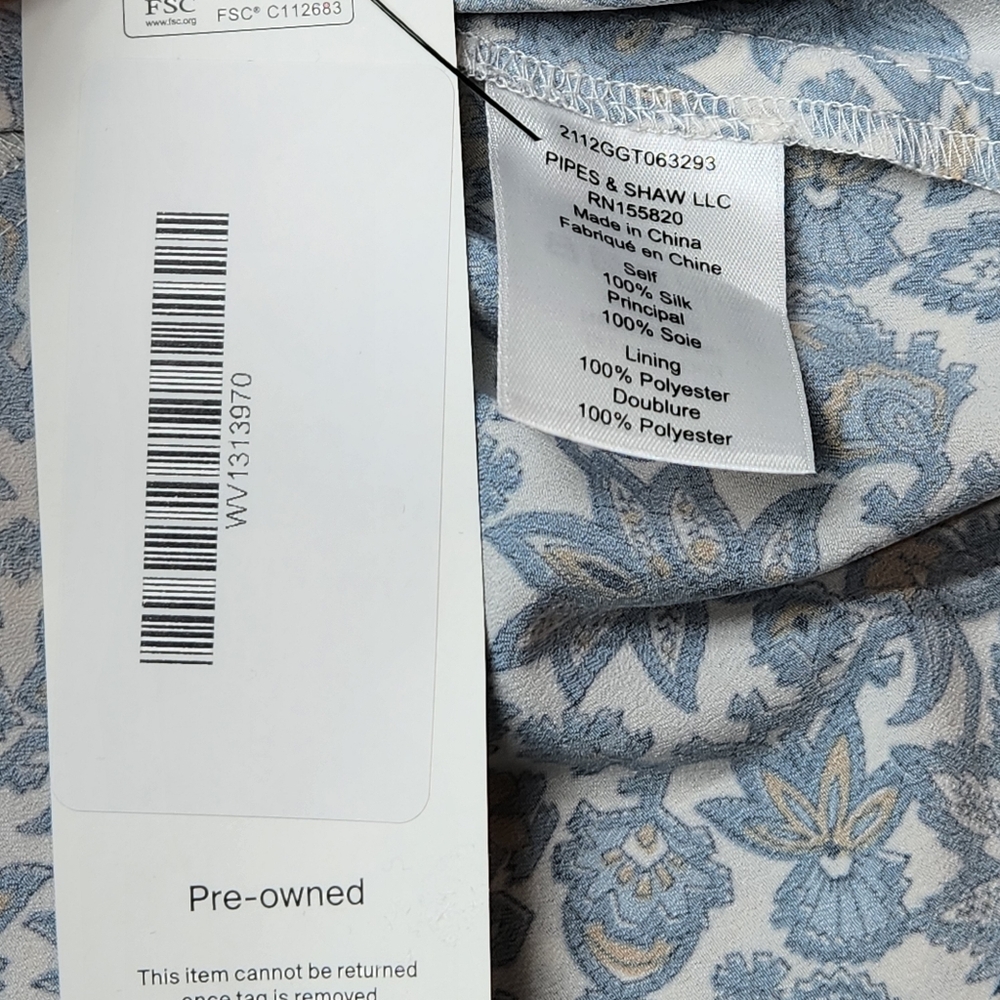 Veronica Beard‎ Size 8 Blue Cream & Tan Floral Ruched Mini Skirt 100% Silk - Picture 4 of 5